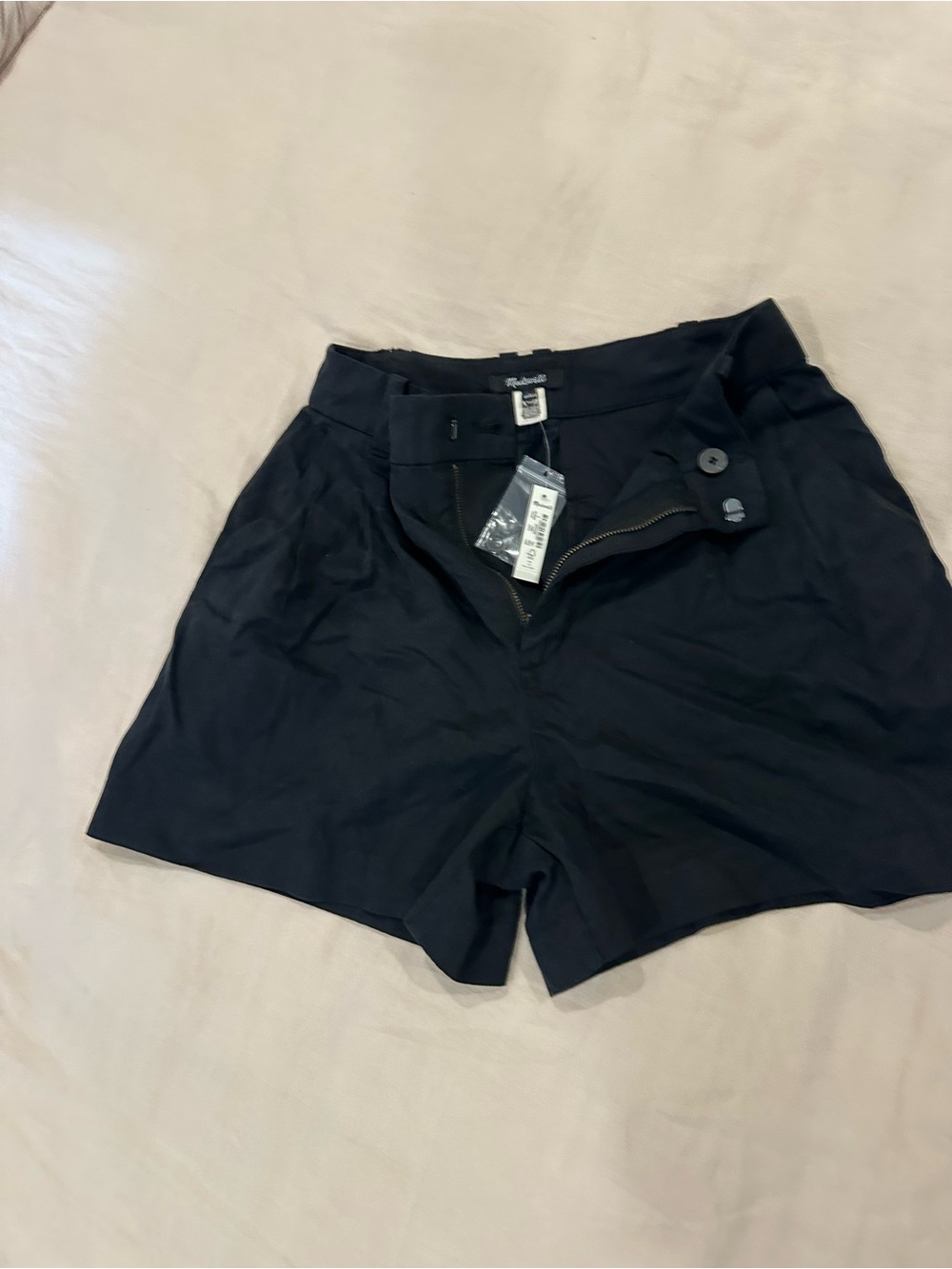 Madewell Black High-Waist Tailored Shorts